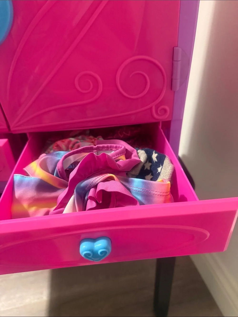 Build-A-Bear Pink Purple Dress-Up Closet with Assorted Clothes & Shoes